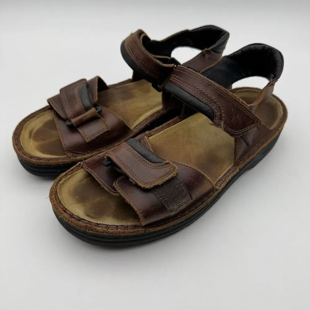 NAOT Men's Lappland Sz 43/10 Brown Leather Adjustable Strap Walking Sandals